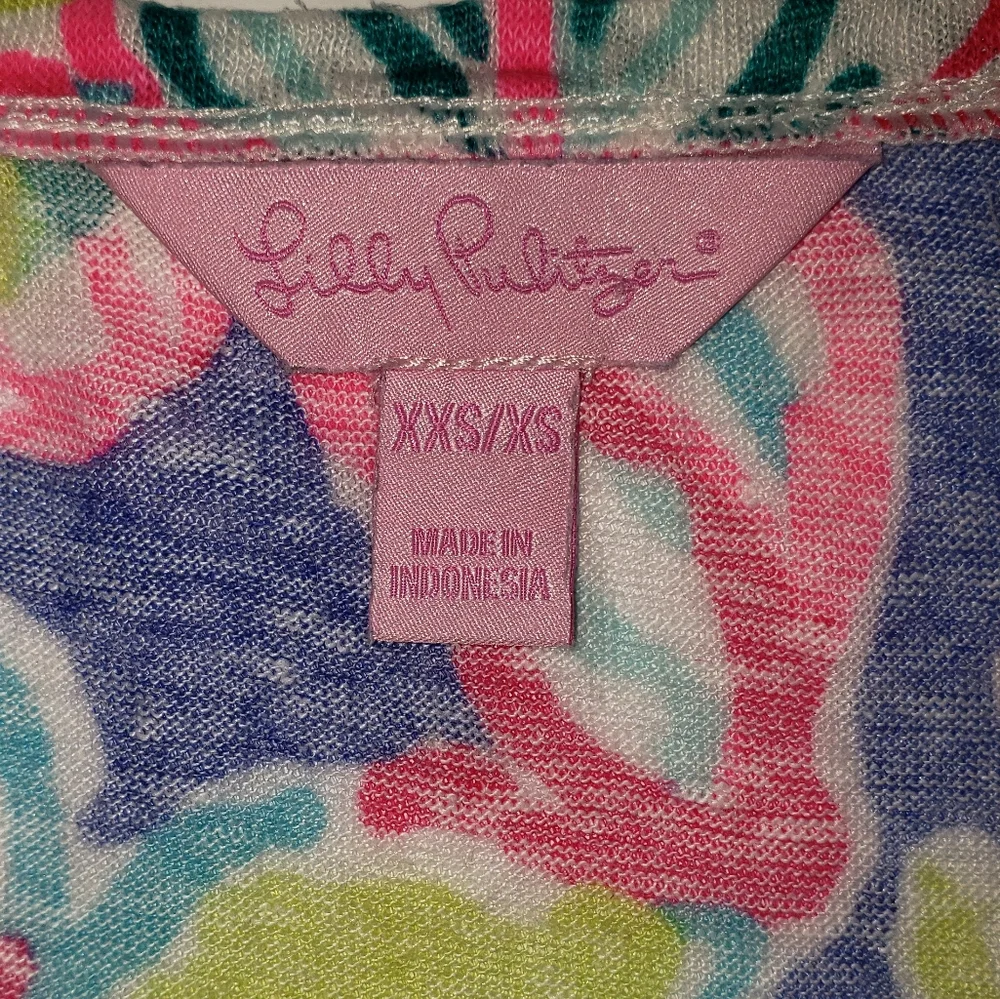 LILLY PULITZER SHORT SLEEVE LINEN T SHIRT SIZE XXS - Picture 3 of 6